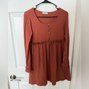 Terracotta Lettuce Trim Mini Dress